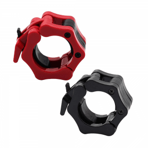 Strength Training Equipment- 1 Black and 1 red Olympic Collar (50MM) in white background