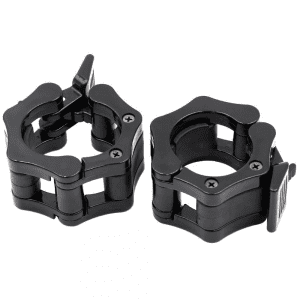 Strength Training Equipment- (300*300)- Pair of Black Olympic Collars (50MM) placed horizontally