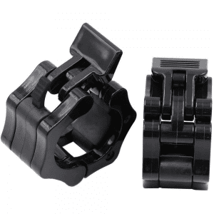 Strength Training Equipment- (300*300)- Pair of Black Olympic Collars (50MM) placed vertically