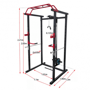 Strength Training Equipment- (300*300)- Profile view of the Functional Trainer Power Rack with dimensions lines