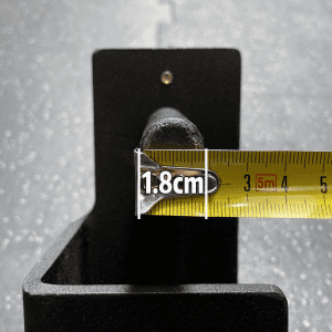 Gym Accessories- (300*300)- Cylinder dimension of the J Hook/J Cup for power rack shown with measuring tape