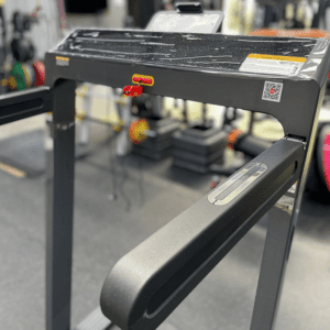 Rent Gym Equipment- (300*300)- Close Profile view of the Assemble free Foldable treadmill with handle and the console in view