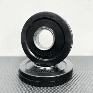 Strength Training Equipment- Pair of 1.5KG Olympic Change plates, one flat and the other vertically placed on top
