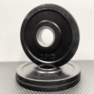 Strength Training Equipment- Pair of 2.5KG Olympic Change plates, one flat and the other vertically placed on top