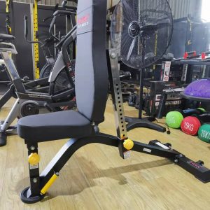 Strength Training Equipment- (300*300)- (Flat/Incline/Decline) Weight Bench DB-1003 in military position in gym setting