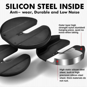 Strength Training Equipment- 3 weight plates of the 40KG Adjustable Dumbbell, 1 showing a cut-away view with outerlayer and inner layer made out of High static silicon steel sheet