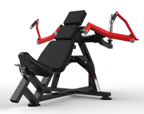 Strength Training Equipment- Pectoral Machine with black seating area and red handles