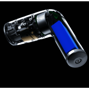 Weight Lifting Gear- (300*310)- (Rear-Profile angle) Cutaway view of the HOME-G Massage Gun with view of internal mechanism