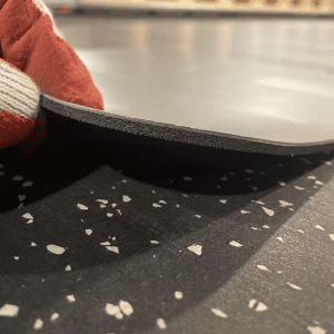 Yoga Product- Deep Space Gray Coloured Premium Yoga Mat lifted from the corner side