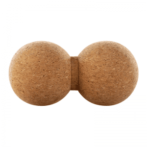 Yoga Product- Front view of the Peanut shaped Cork Massage Ball in white background