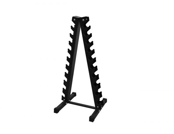 Strength Training Equipment- Profile view of the 10 pair Dumbell Storage Stand in white background