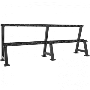 Strength Training Equipment- Profile view of the Heavy Duty 2 Tier Dumbbell in white background
