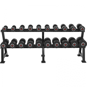 Strength Training Equipment- (300*300)- Front view of the Heavy Duty 2 Tier Dumbbell with 20 dumbbells stored