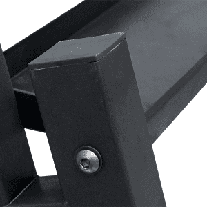 Strength Training Equipment- (300*300)- Close view of the Dumbbell & Weights Storage Rack with barbel holder with top tier of the rack in focus