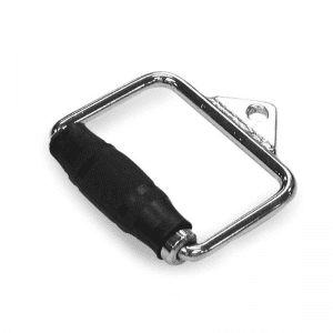 Gym Accessories- Close view of the a single D-Handle cable attachment in white background