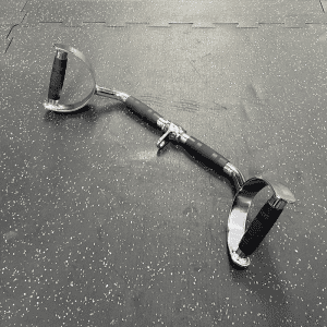 Gym Accessories- (300*300)- Profile view of the Wide Grip D Handle Pull Down Rowing Bar on gym floor