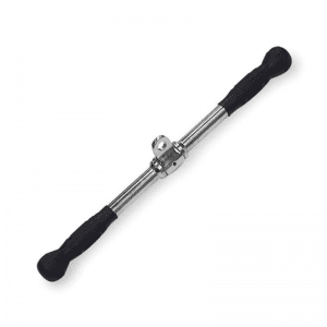 Gym Accessories- Top view of the Short Straight Bar cable attachment in white background