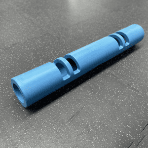 Gym Equipment- (300*300)- Profile view of the light-blue 6KG Red Colour VIPR Natural Rubber Weight Fitness Barrel