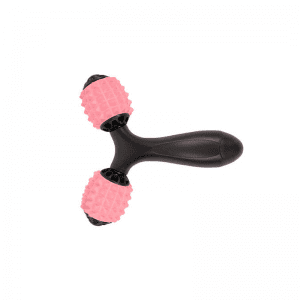 Gym Accessories- Top view of Y-Shaped Massage roller placed on white background