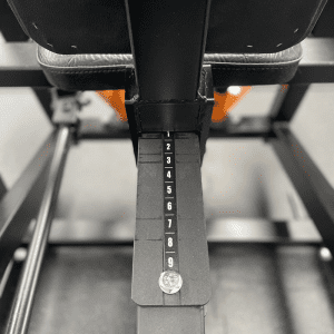 Strength Training Equipment- (300*300)- Hip Abduction Trainer Gym Machine with view of the 9 adjustable levels of the seat