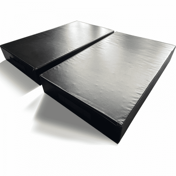 Strength Training Equipment- 2 Shock Mats for Barbell dropping in white background