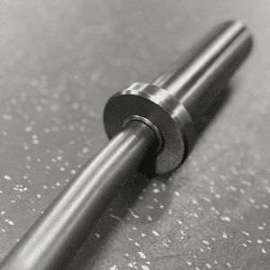Strength Training Equipment- (300*300)- Cropped view of the 9.5KG Black Olympic Curl Bar with view of the shaft and sleeve area