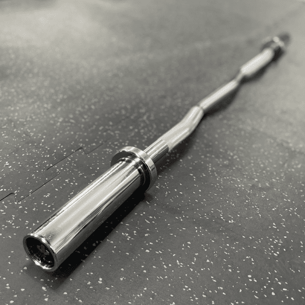 Strength Training Equipment- Profile view of the 120cm Chrome Olympic Curl Bar