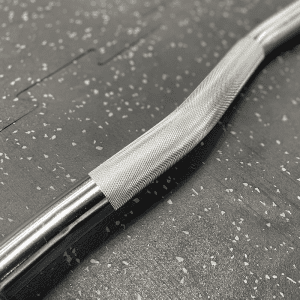 Strength Training Equipment- View of the Knurling of the 120cm Chrome Olympic Curl Bar