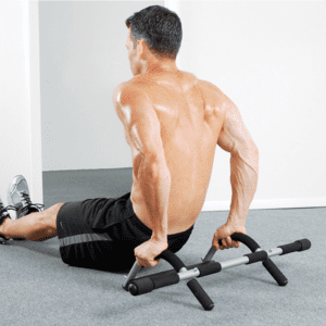 A man doing back pushups from Multi training gym door chin up bar