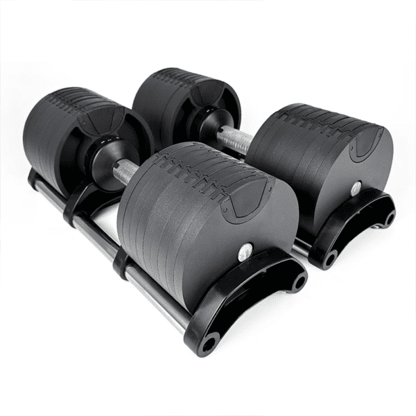 Adjustable 32kg dumbbell set top view